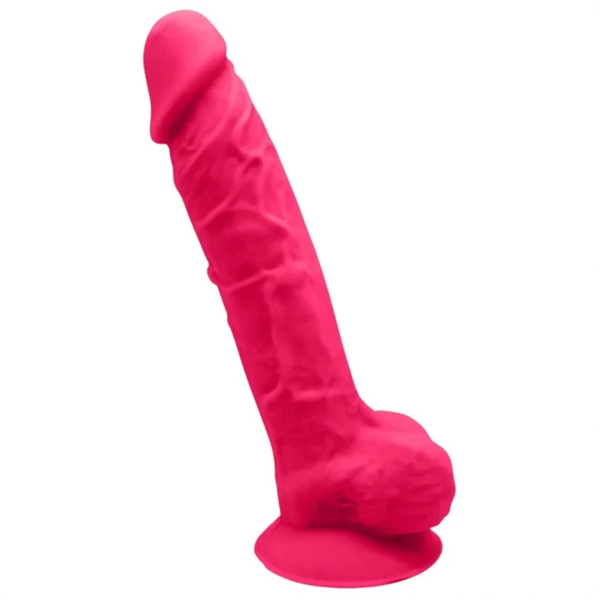 REAL LOVE DILDO WITH BALLS 7INCH FUCHSIA