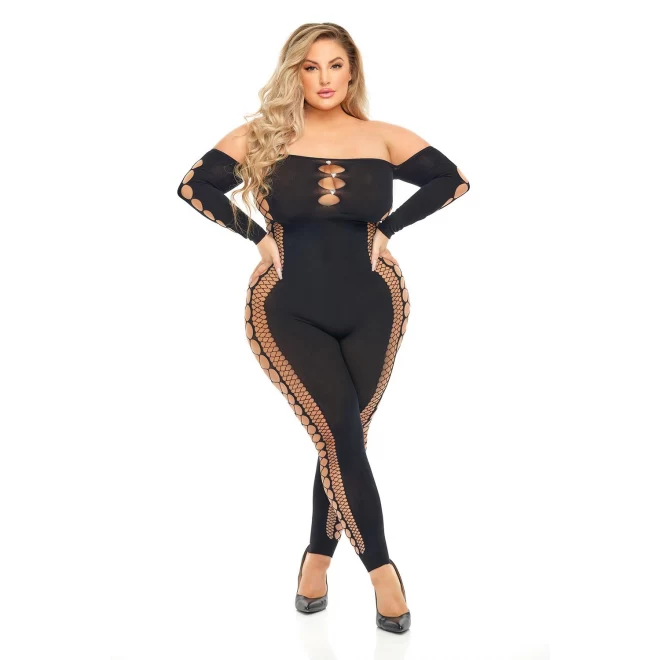 DIAMOND DRIPPIN BODYSTOCKING BLACK, QUEEN