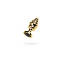 Golden anal plug with black gem
