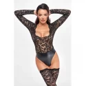 Body z koronką i długim rękawem Noir Handmade F296 Psyche