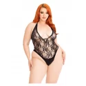 Floral lace deep-V teddy +