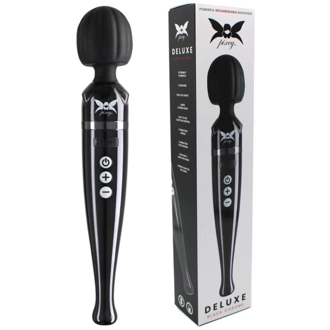Pixey deluxe wand massager black chrome