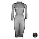 Long dress fishnet structure and turtle neck - os