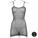 Short dress fishnet and spaghetti straps - os