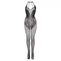 Crotchless bodystocking with flowerlace Amara- black