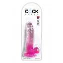 KING COCK CLEAR 7 INCH COCK WITH BALLS PINK