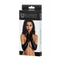 Glossy gloves SELINA - black M