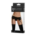 Glossy belt for stockings and panties ALMIRA - black S