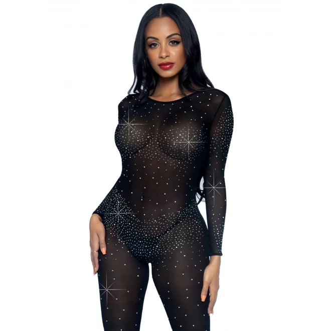 Sheer Rhinestone Catsuit