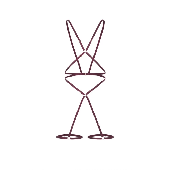 Promees batty burgundy body harness