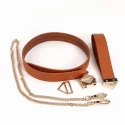 Lockink obróżka ze smyczą collar with leash set brown