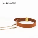 Lockink obróżka ze smyczą collar with leash set brown