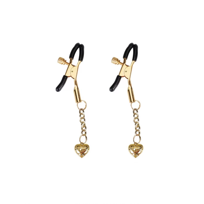 Liebe seele klamerki na sutki gold hollow heart nipple clamps