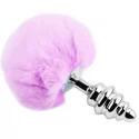 Alive korek analny z ogonkiem metal anal fluffy twist plug lila s