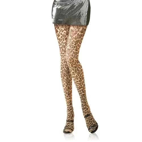 Rajstopy Paper Print Leopard Tights