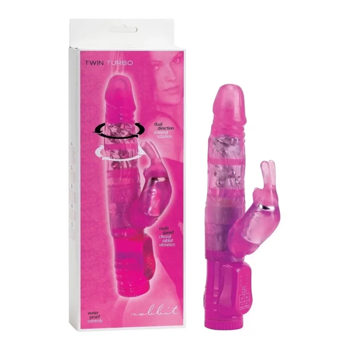 Wodoodporny żelowy wibrator Twin Turbo Rabbit
