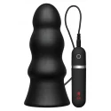 Vibrating silicone butt plug rippled 19 cm. (7.5 inch) - bla