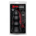 Vibrating silicone butt plug rippled 19 cm. (7.5 inch) - bla
