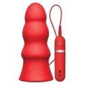 Vibrating silicone butt plug rippled 19 cm. (7.5 inch) - bla