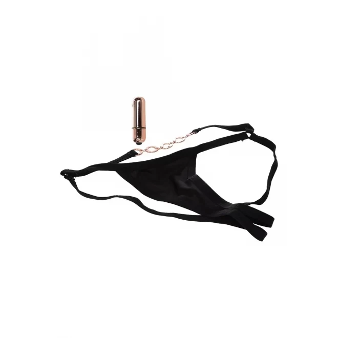 Stringi z wibrującym jajeczkiem Crotchless Vibrating Panty