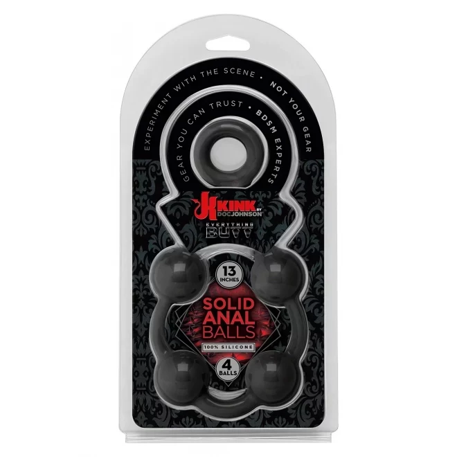 Smooth solid silicone anal balls 33 cm. (13 inch) - black