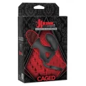 Caged vibrating silicone cock cage with ball strap - black