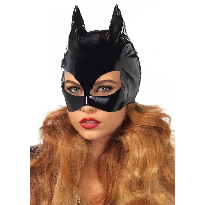 Kusząca czapka kotka Vinyl Cat Woman Mask