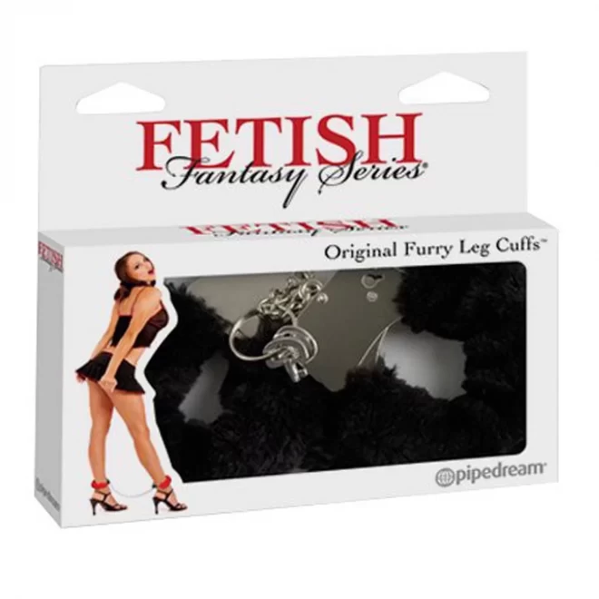 Czarne kajdanki Fetish Fantasy Furry Leg Cuffs