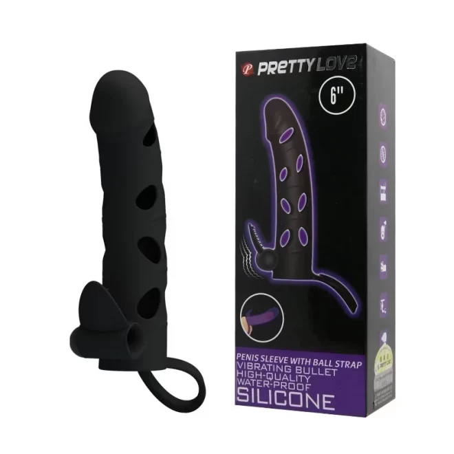 Pretty love 6 inch vibrating penis sleeve black