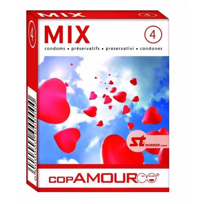 Kolorowe prezerwatywy CopAmour Mix 4 szt.
