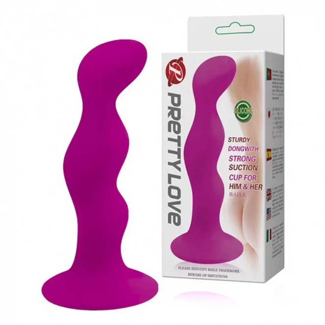 Silicone anal stimulator with suction cup - pink