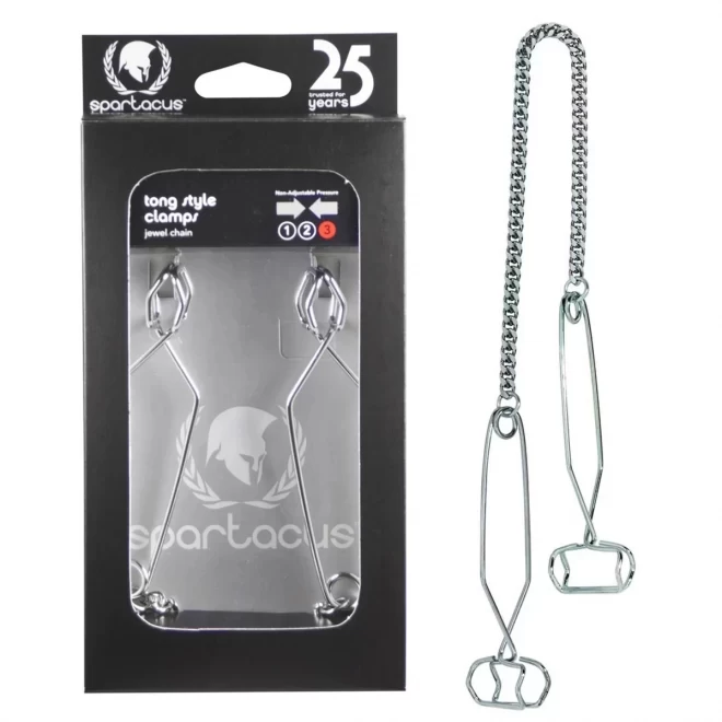 Extremline tong style nipple clamps, jewel chain