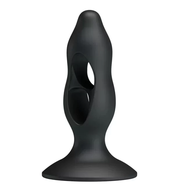 Silicone butt plug, tension exerciser black