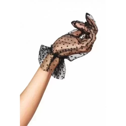 Krótkie rękawiczki w kropeczki Flocked Dot Gloves