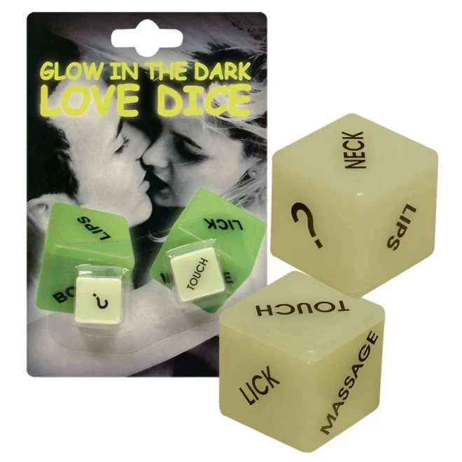 Świecące w ciemności kostki do gry Love Dice