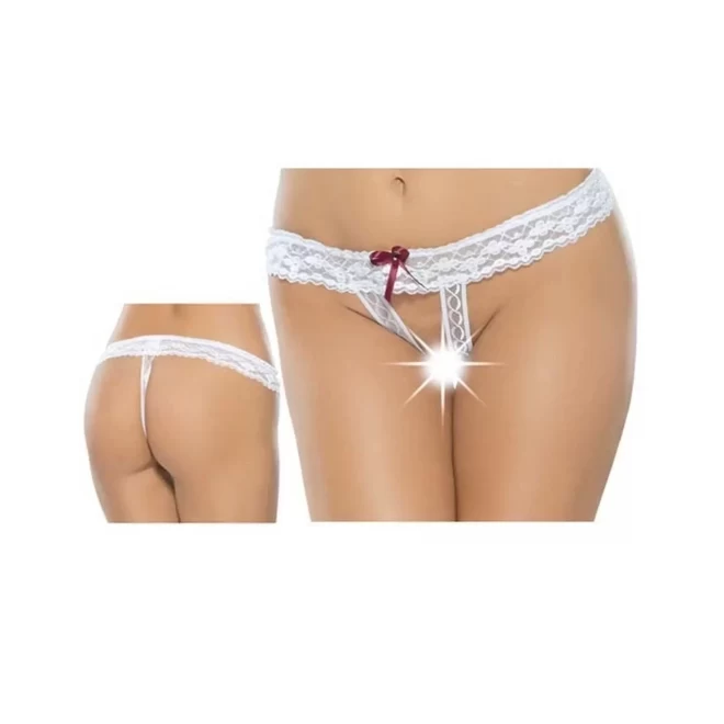 Białe otwarte stringi