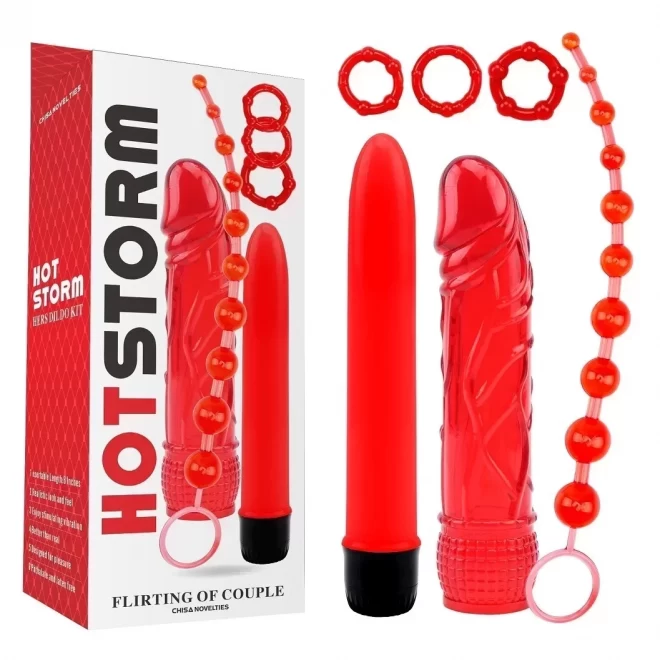 Flirting of couple hot storm penis vibrator red