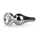 Silver Butt Plug with clear crystal