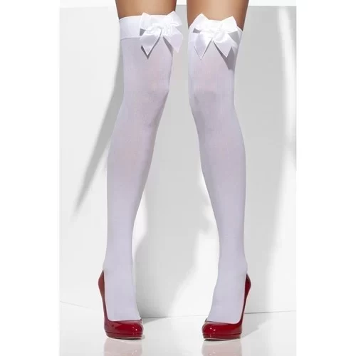 Opaque Hold-Ups White with White Bows