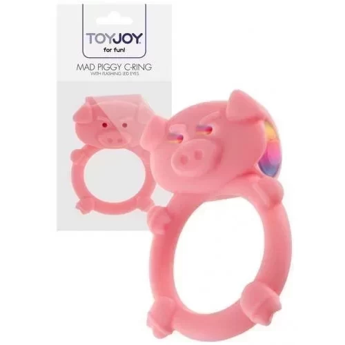 Pierścień świnka ze świecącymi oczami Mad piggy c-ring pink