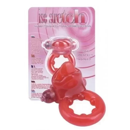 Ring z wibracjami Tongue clitoral probe and nubby cockring
