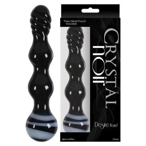 Szklane dildo analne Crystal noir desire wand