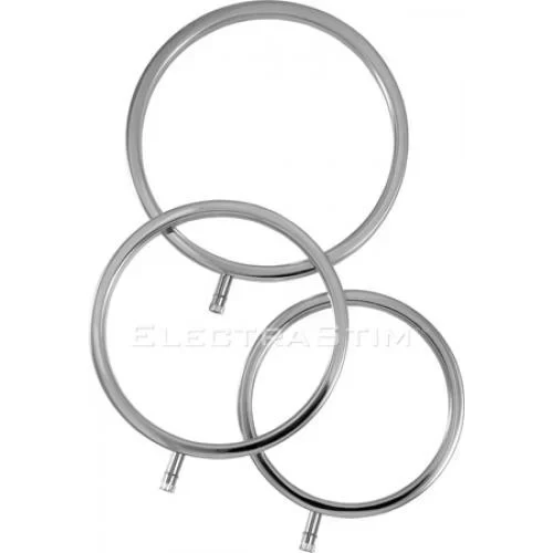 Pierścienie na penisa z elektrostymulacją (3 rozmiary) Electrastim solid metal scrotal ring set 3 sizes