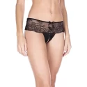 Lace Thong With Bows And Open Crotch