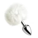 White Fluffy Bunny Tail Anal Plug