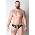 Deviant lace-up jock brief - black/yellow - xl