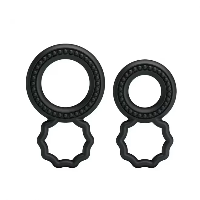 Ring set 2 pcs double-ring black