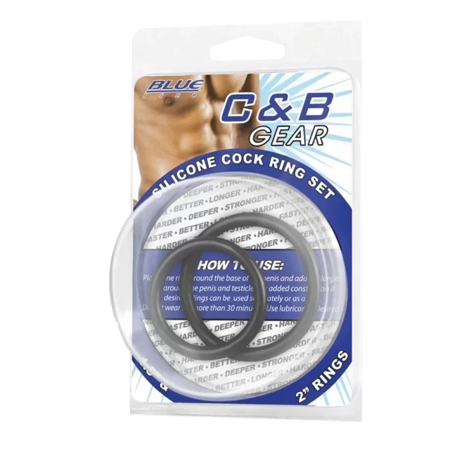 Blue line c&b gear silicone cock ring set - black