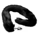 Extra Long Midnight Mink Tail Metal Anal Plug