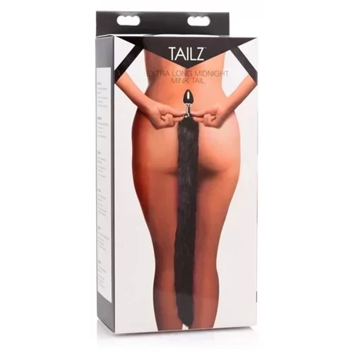 Extra Long Midnight Mink Tail Metal Anal Plug